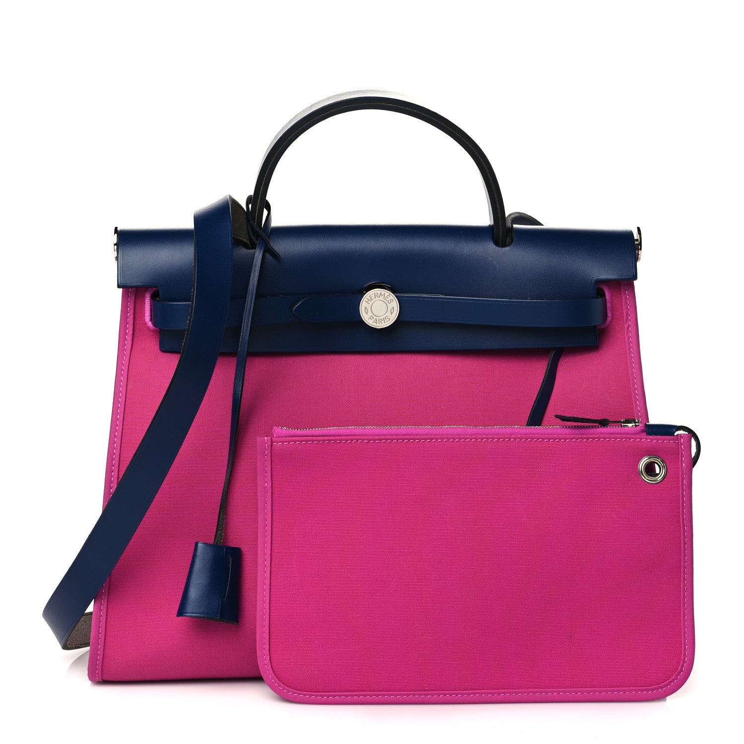Hermes Vache Hunter Toile Herbag Zip 31 PM Magnolia Bleu Saphir 1 of 12