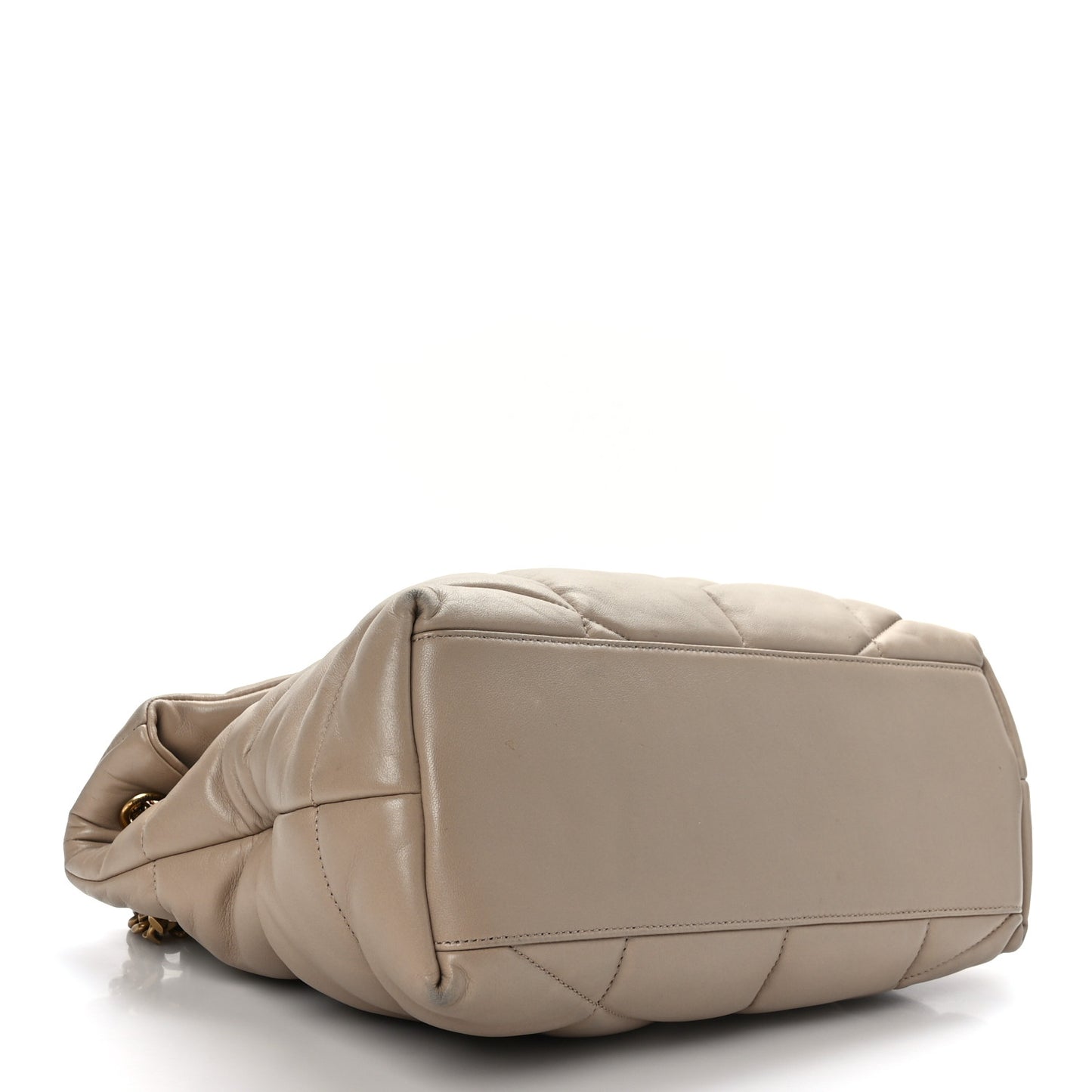 Lambskin Quilted Medium Loulou Puffer Monogram Chain Satchel Dark Beige