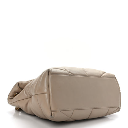Saint Laurent Lambskin Quilted Medium Loulou Puffer Monogram Chain Satchel Dark Beige 4 of 9