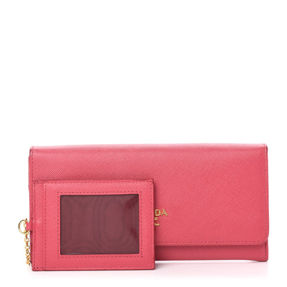 Prada Saffiano Metal Continental Flap Wallet Peonia 2 of 10