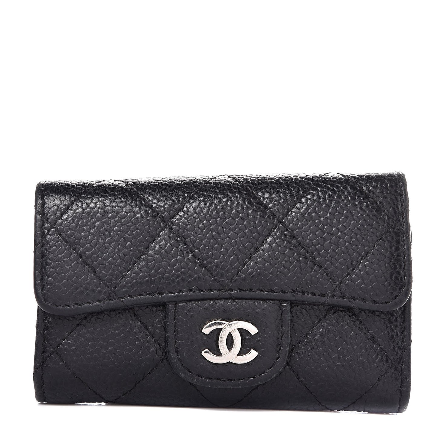 Caviar Quilted 6 Key Holder Black