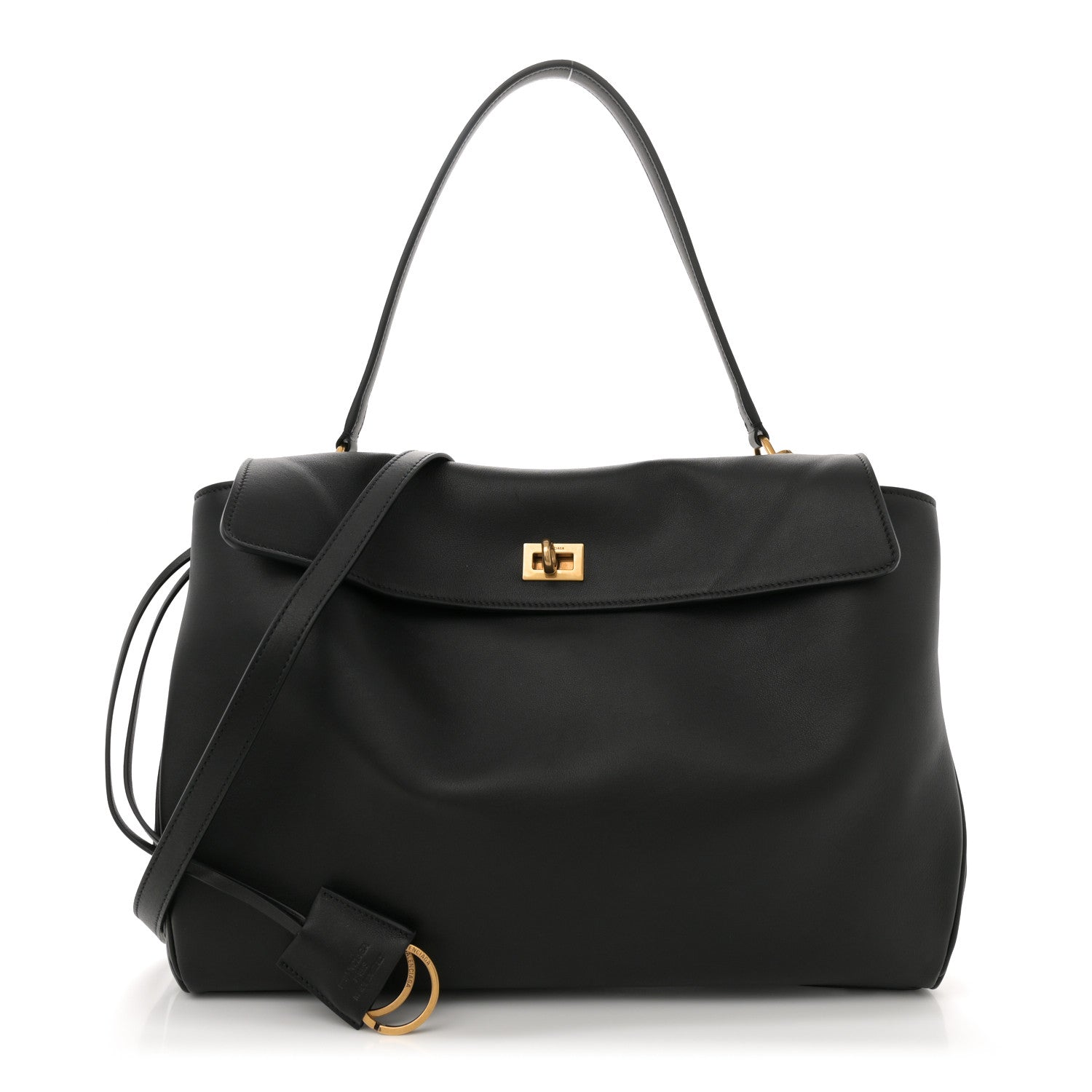 Balenciaga Natural Smooth Calfskin Medium Rodeo Top Handle Handbag Black 1 of 12