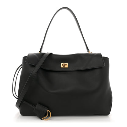 Balenciaga Natural Smooth Calfskin Medium Rodeo Top Handle Handbag Black 1 of 12