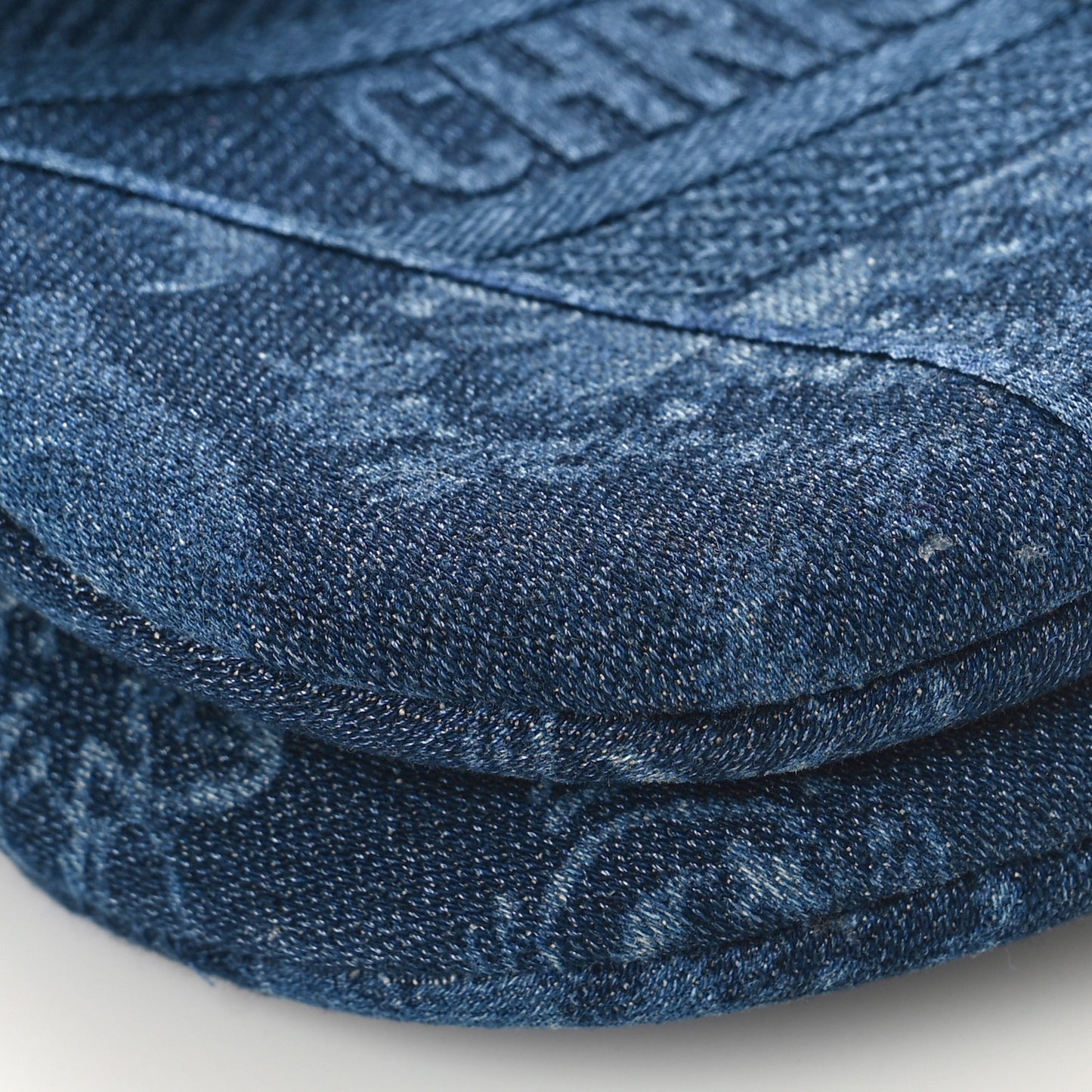 Denim Flowers Embroidered Saddle Bag Blue