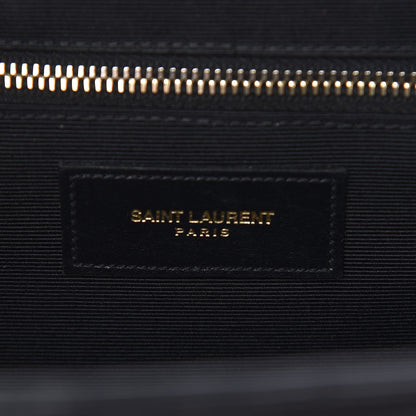 Saint Laurent Smooth Calfskin Matelasse Chevron Large Monogram Satchel Black 6 of 23
