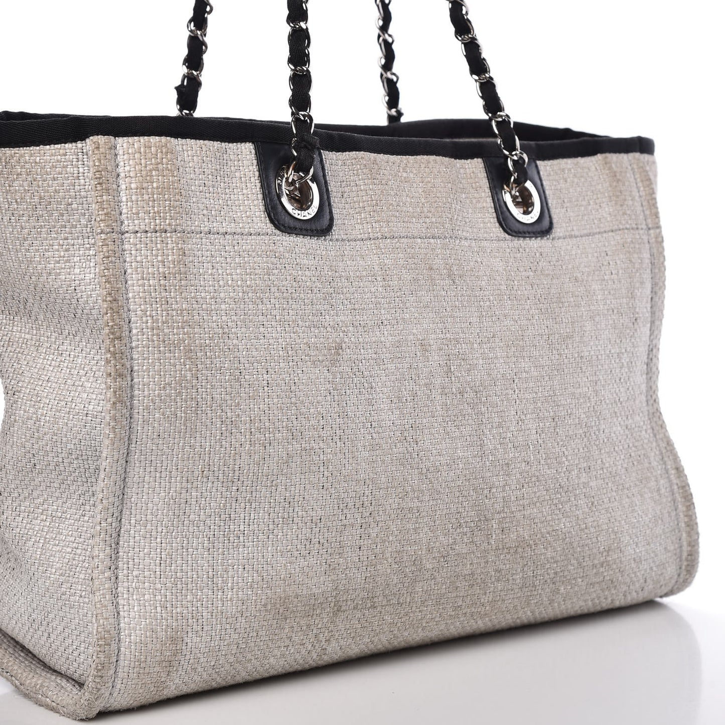 Woven Straw Raffia Deauville Tote Grey