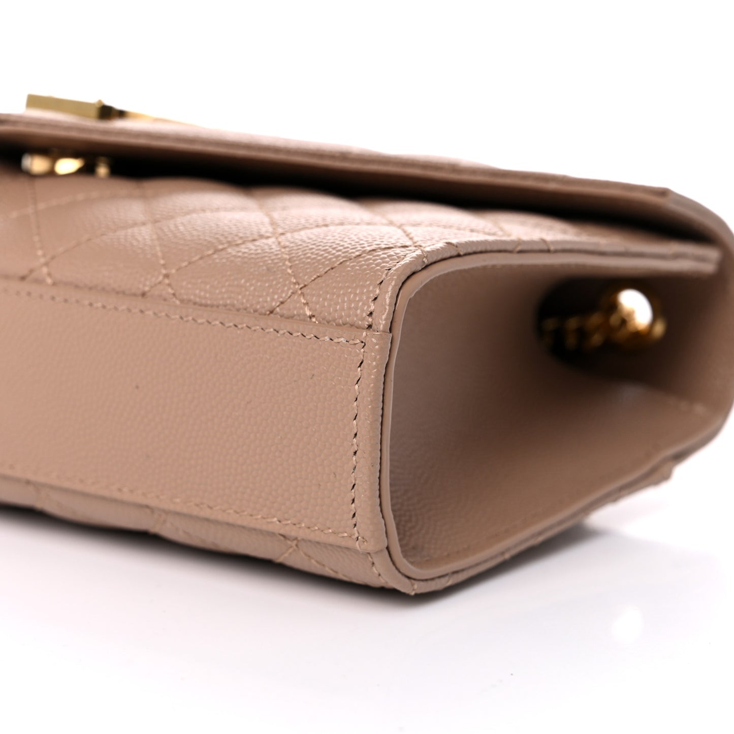 Grain De Poudre Textured Mixed Matelasse Triquilt Small Monogram Satchel Dark Beige