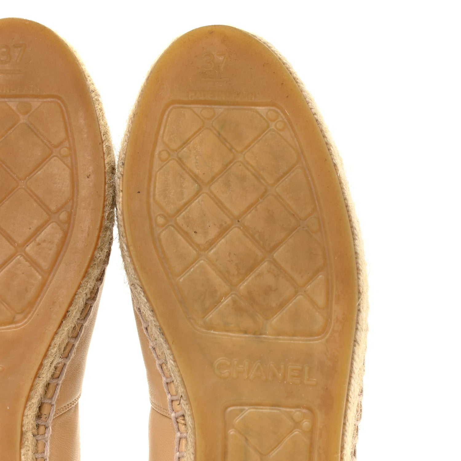 Chanel Lambskin CC Espadrilles 37 Beige Black 7 of 13
