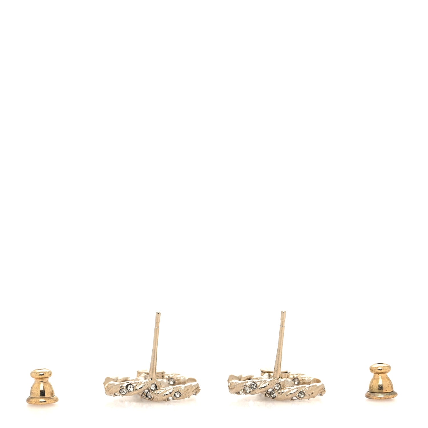 Chanel Crystal Twisted CC Earrings Gold 3 of 4