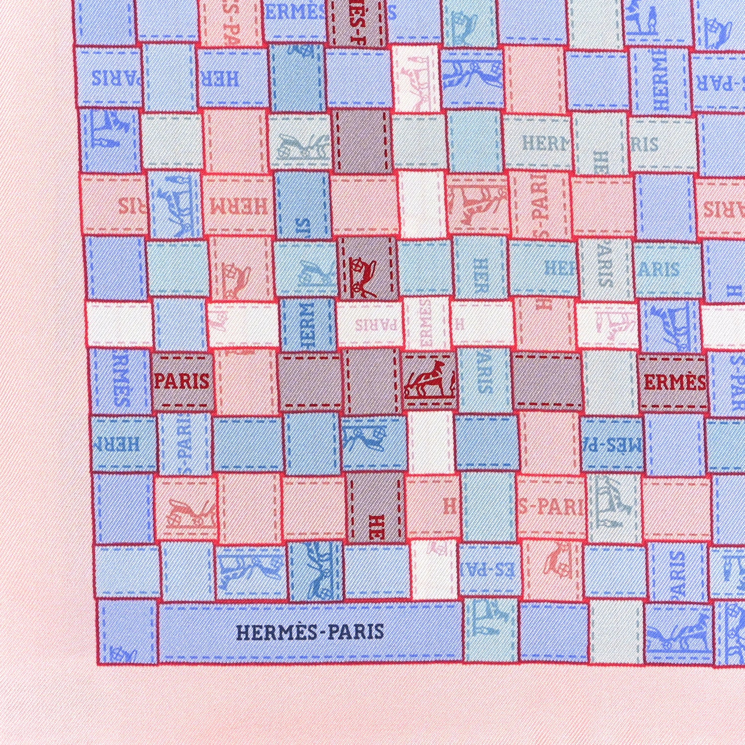 Hermes Silk Bolduc Au Carre Scarf 90 Bleu Pale Rose Pale 2 of 5