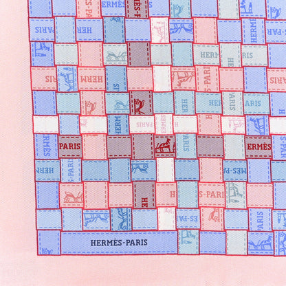 Hermes Silk Bolduc Au Carre Scarf 90 Bleu Pale Rose Pale 2 of 5