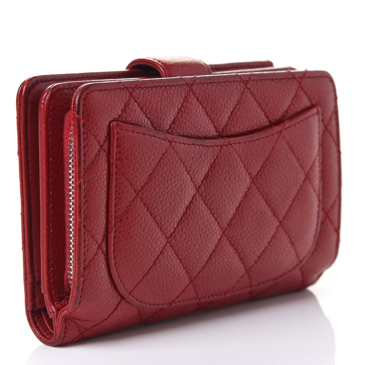 Caviar Quilted CC French Wallet Red