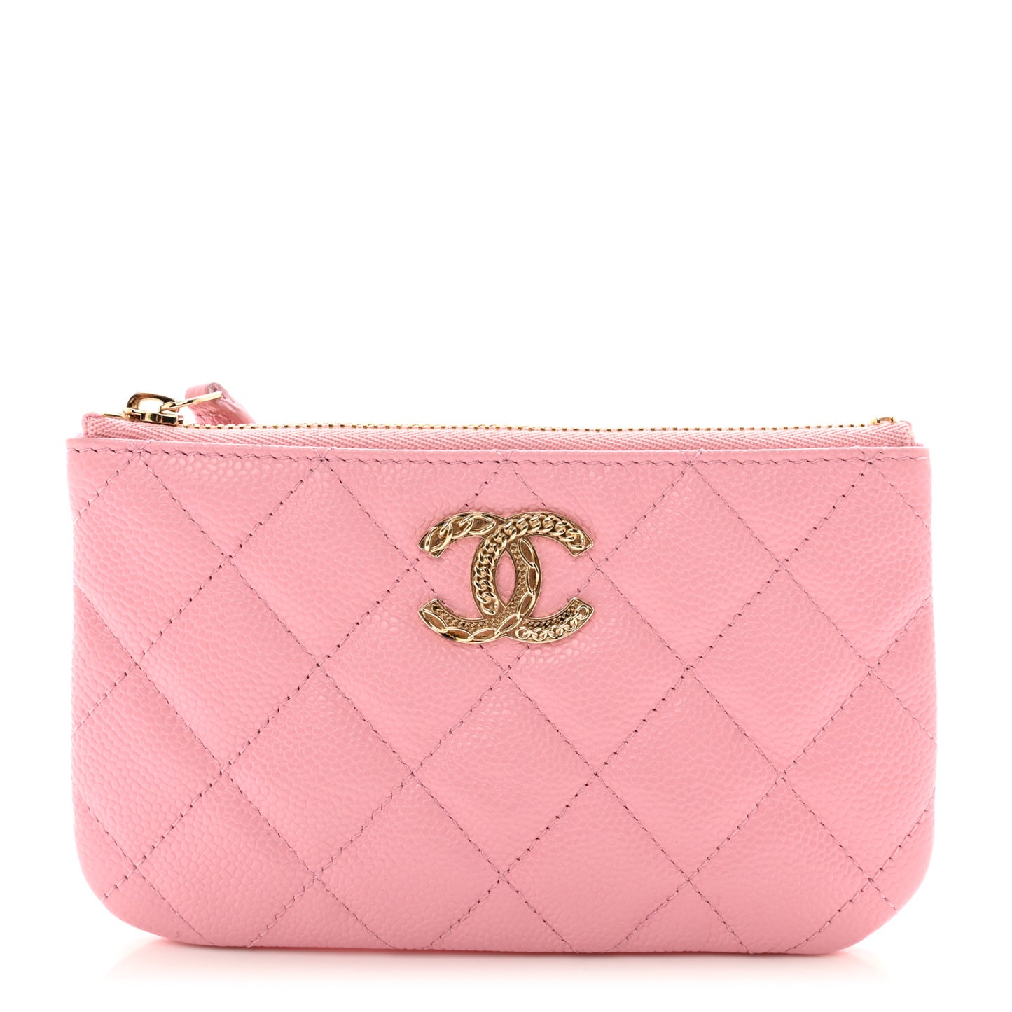 Caviar Quilted Small Multi Chain Cosmetic Case Pink