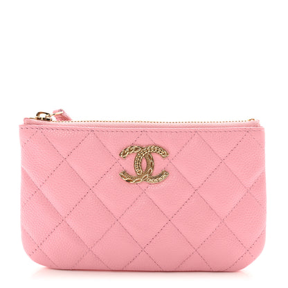 Chanel Caviar Quilted Small Multi Chain Cosmetic Case Pink 1 of 8