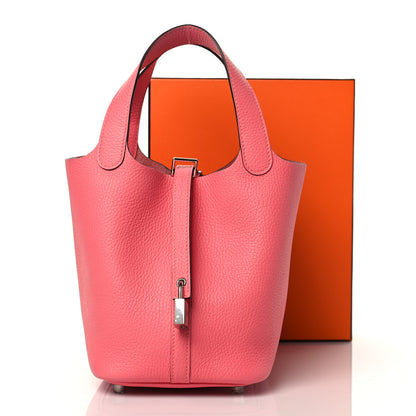 Hermes Taurillon Clemence Picotin Lock 18 PM Rose Azalee 11 of 11