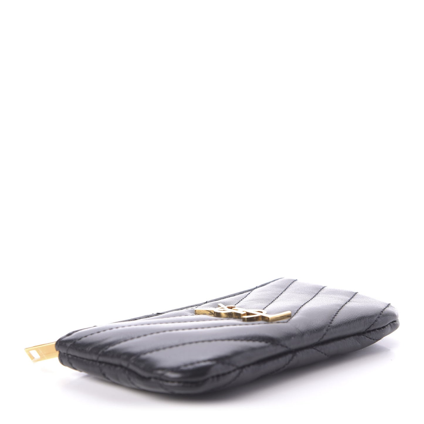 Calfskin Matelasse Monogram Key Pouch Black
