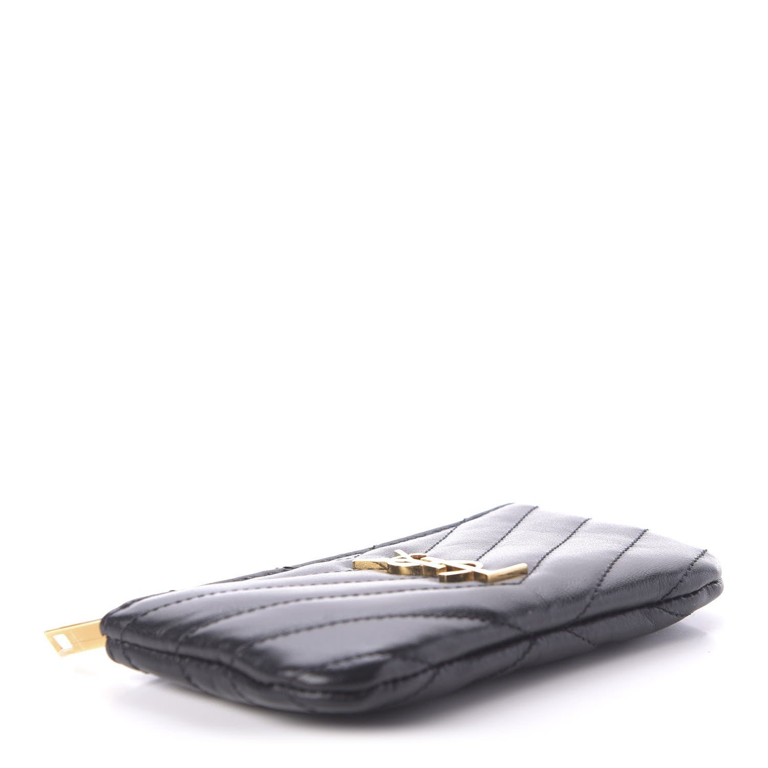 Saint Laurent Calfskin Matelasse Monogram Key Pouch Black 4 of 11