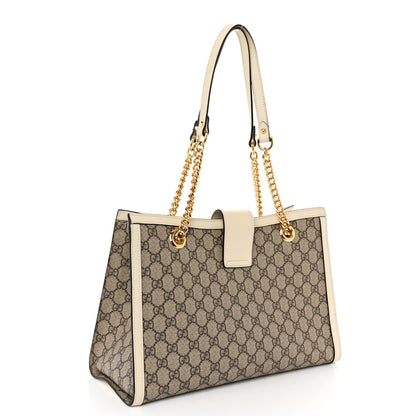 Gucci GG Supreme Monogram Medium Padlock Tote White 3 of 10