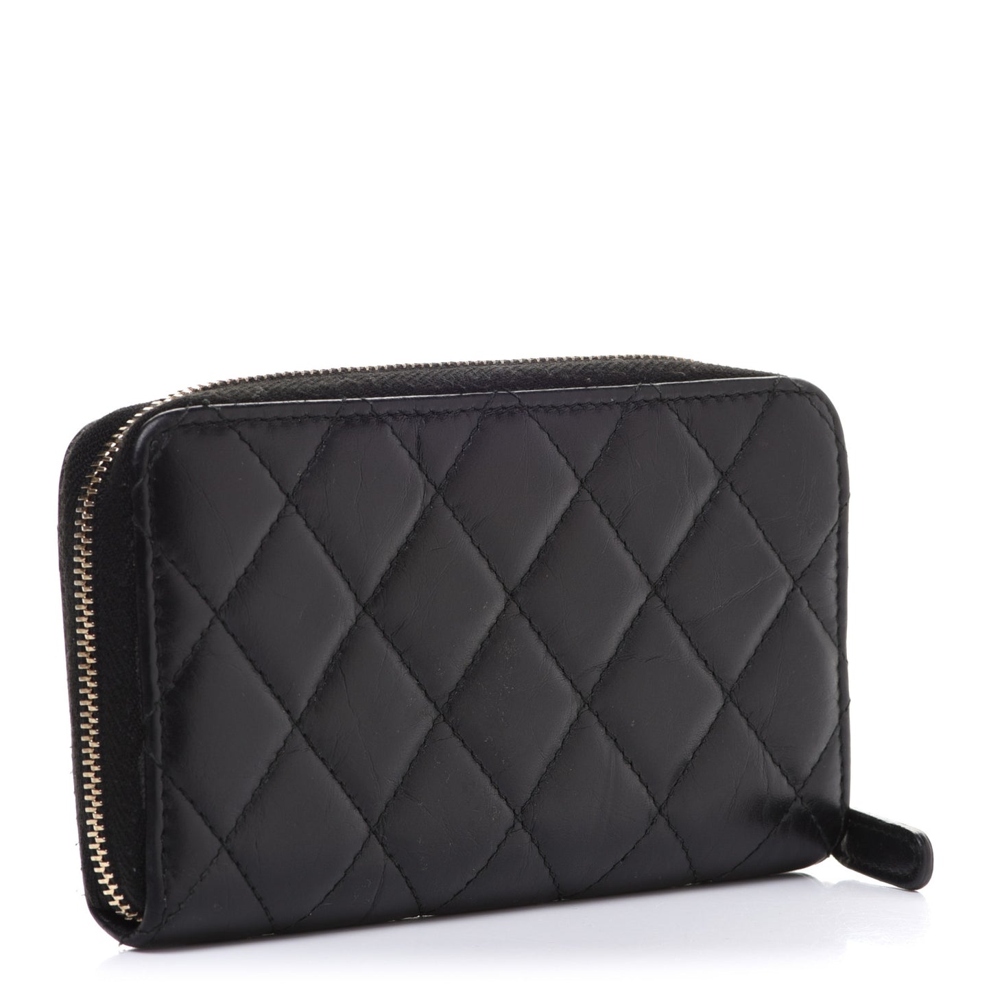 Aged Calfskin Quilted Small Lucky Charms 2.55 Reissue Zip Around Wallet Black