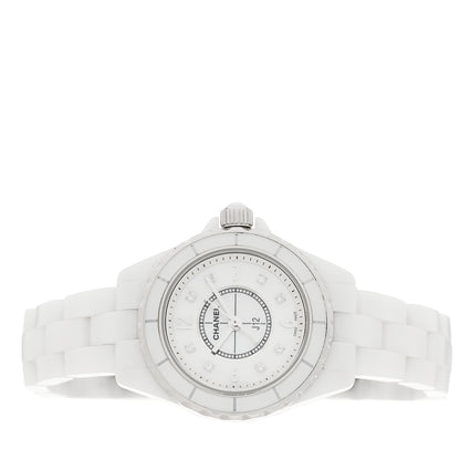 Chanel Stainless Steel Ceramic Diamond Mother of Pearl 33mm J12 Quartz Watch White 2 of 4