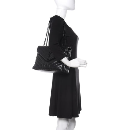 Saint Laurent Calfskin Y Quilted Monogram Medium Loulou Chain Satchel Black 2 of 9