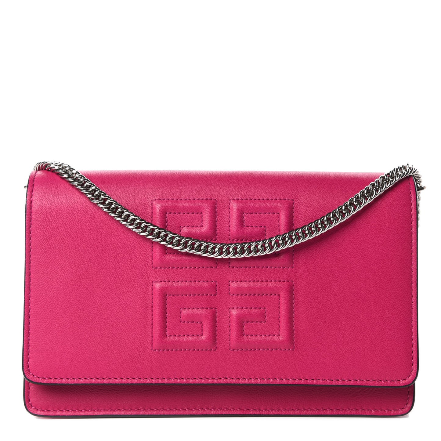 Lambskin Emblem Chain Wallet Cyclamen