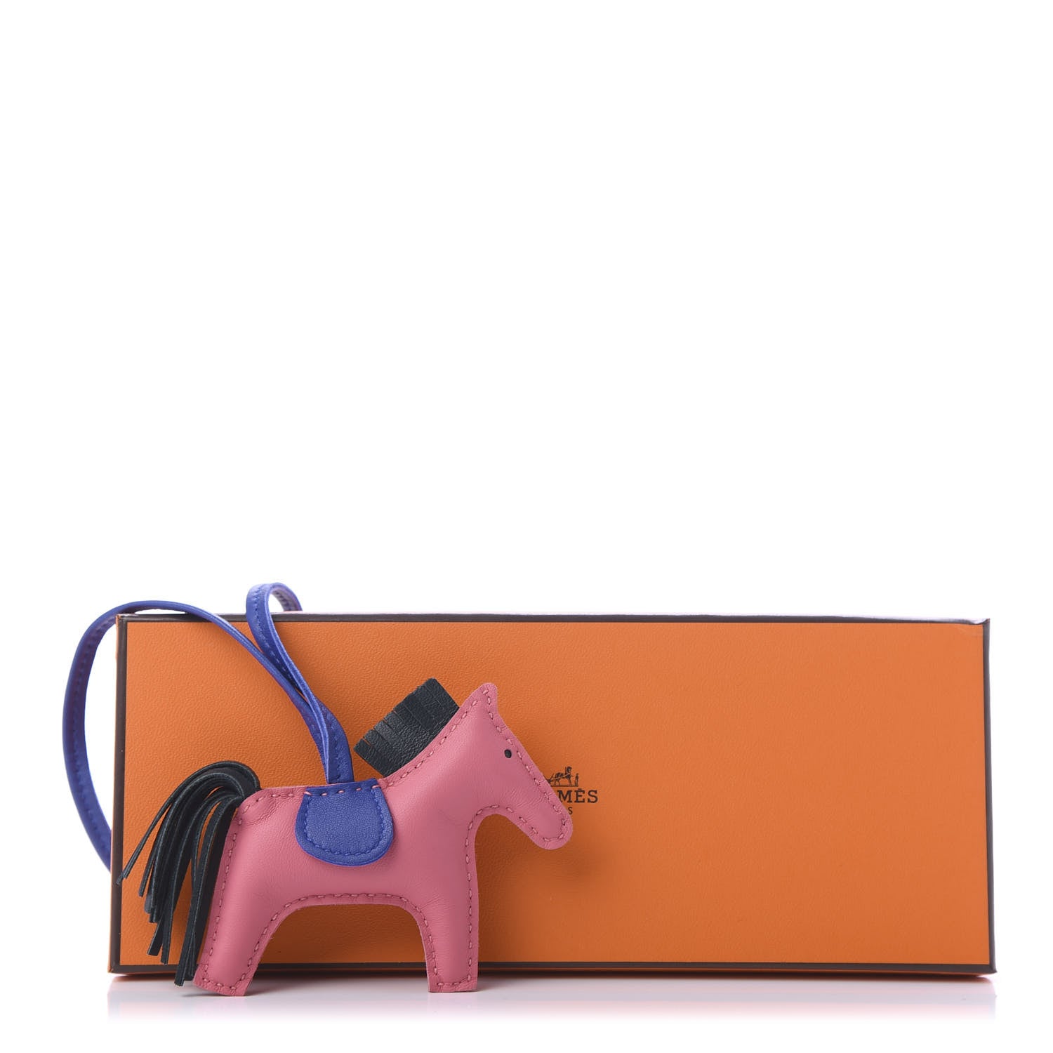 Hermes Milo Lambskin Grigri Rodeo Horse Bag Charm PM Rose Azalee Vert Cypress Bleu Electrique 4 of 4