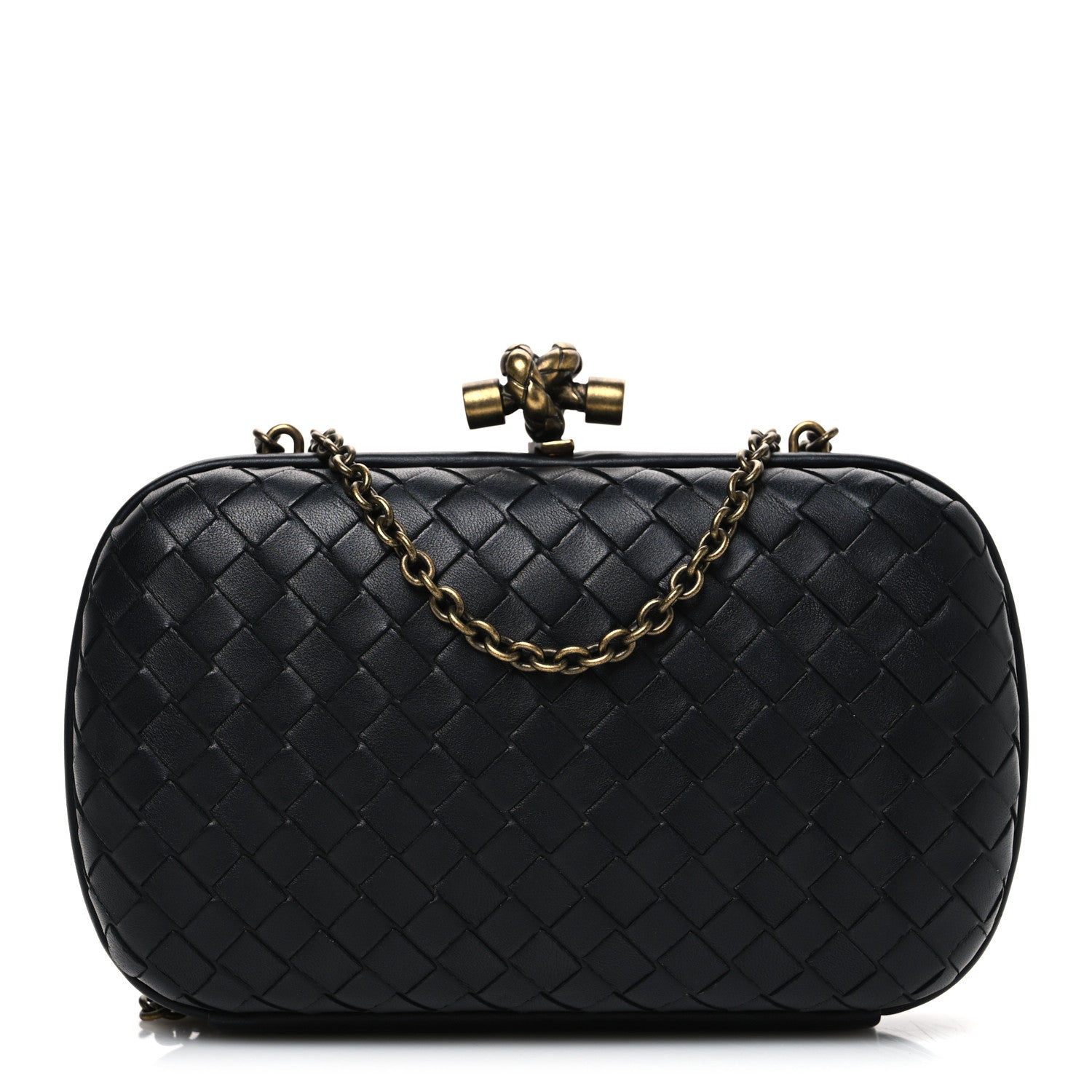 Bottega Veneta Nappa Intrecciato Chain Knot Clutch Black 1 of 9