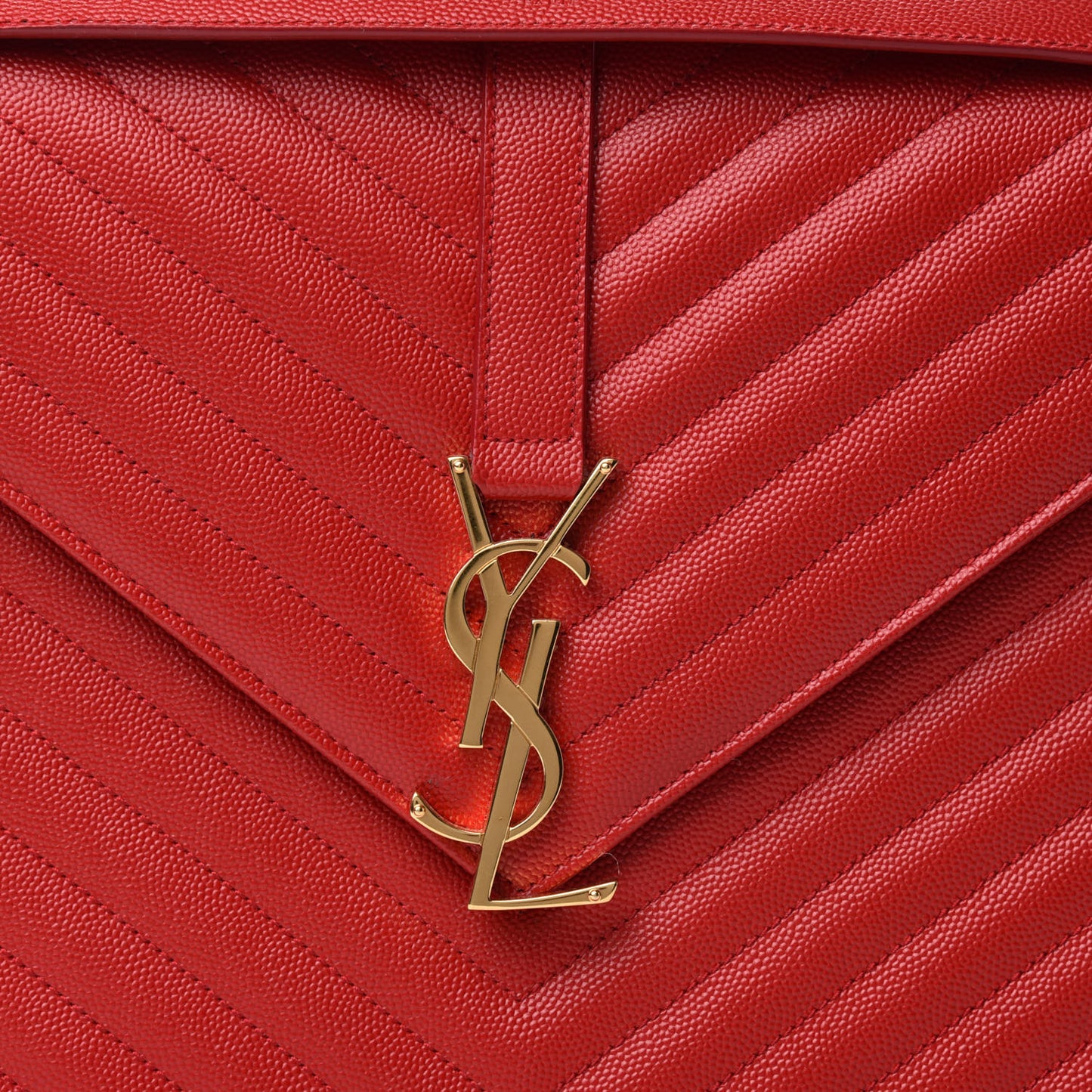 Grain De Poudre Matelasse Chevron Large Monogram Satchel Lipstick Red