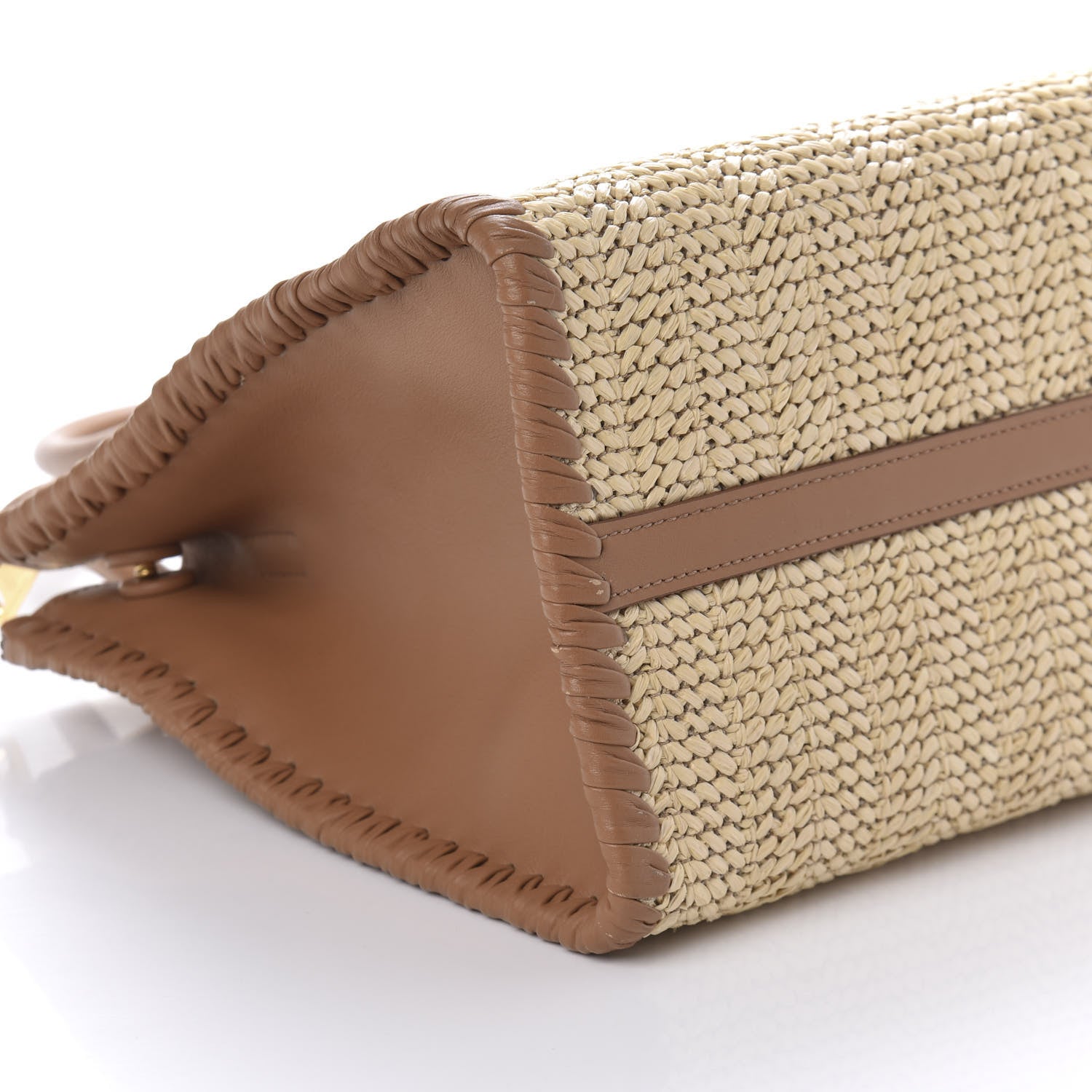 Prada Raffia City Calfskin Whipstitch Medium Paradigme Bag Naturale Caramel 6 of 10