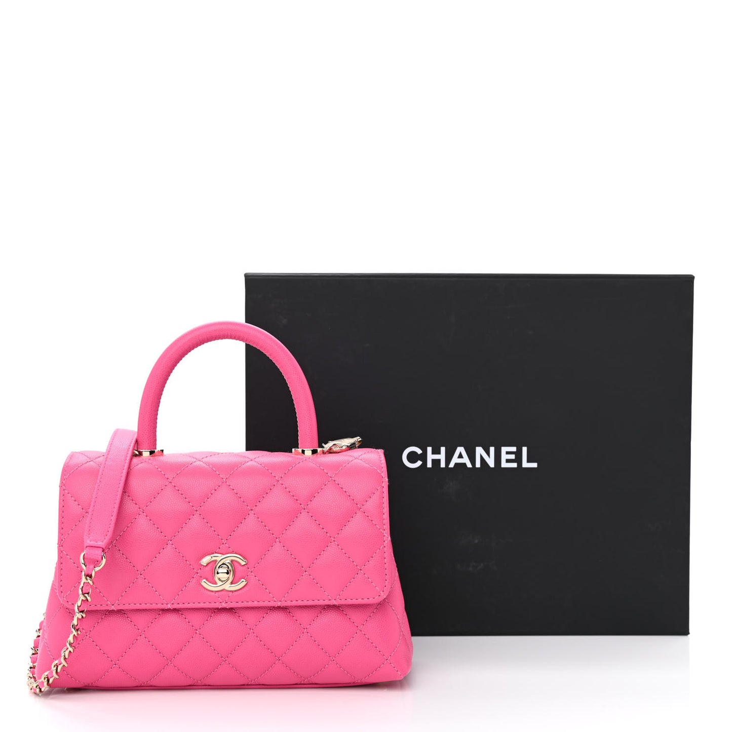 Caviar Quilted Mini Coco Handle Flap Rose
