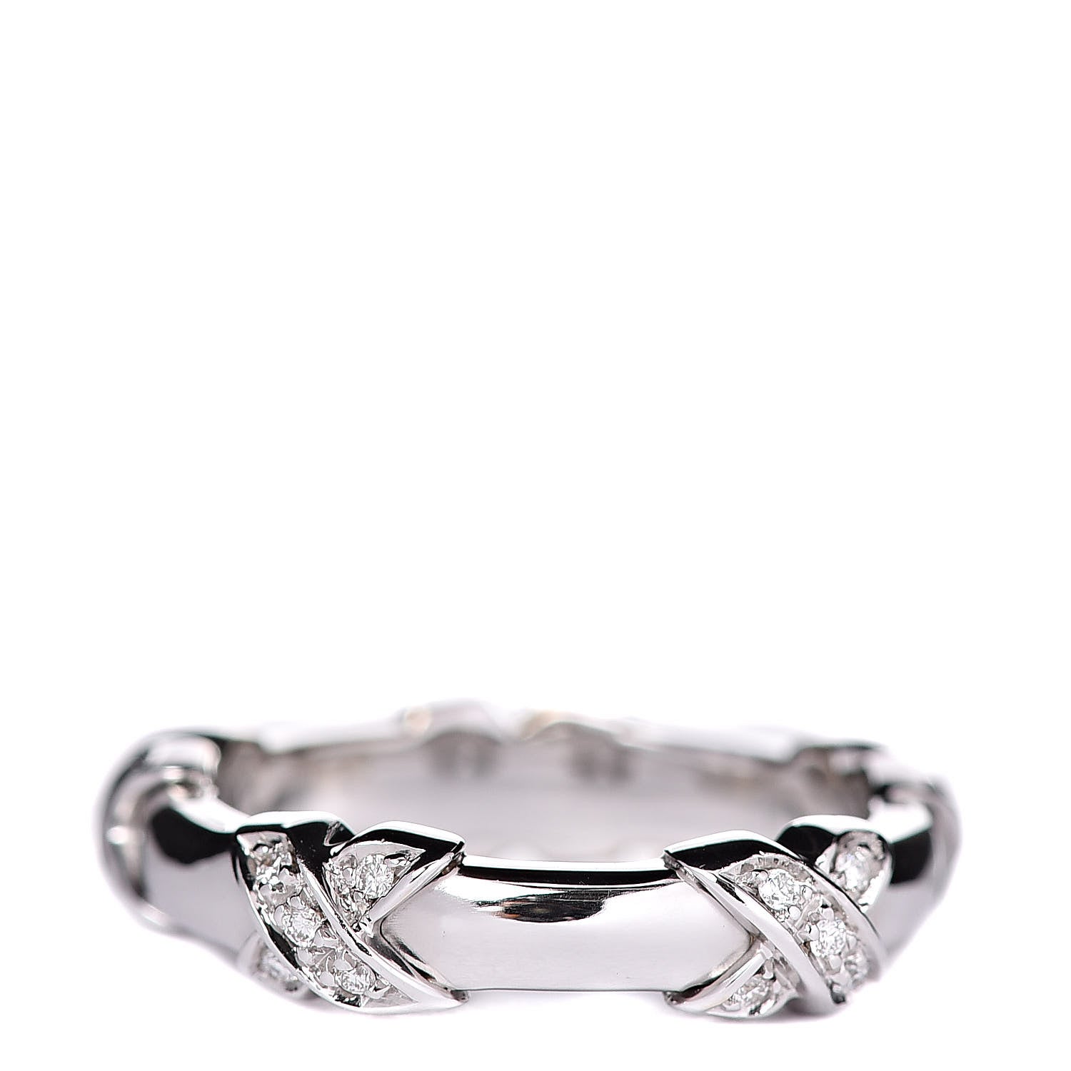 Tiffany 18K White Gold Diamond Signature X Ring 51 5.75 3 of 4