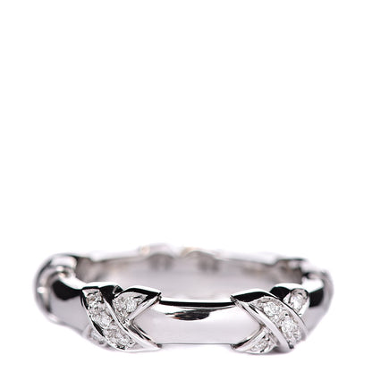 Tiffany 18K White Gold Diamond Signature X Ring 51 5.75 3 of 4