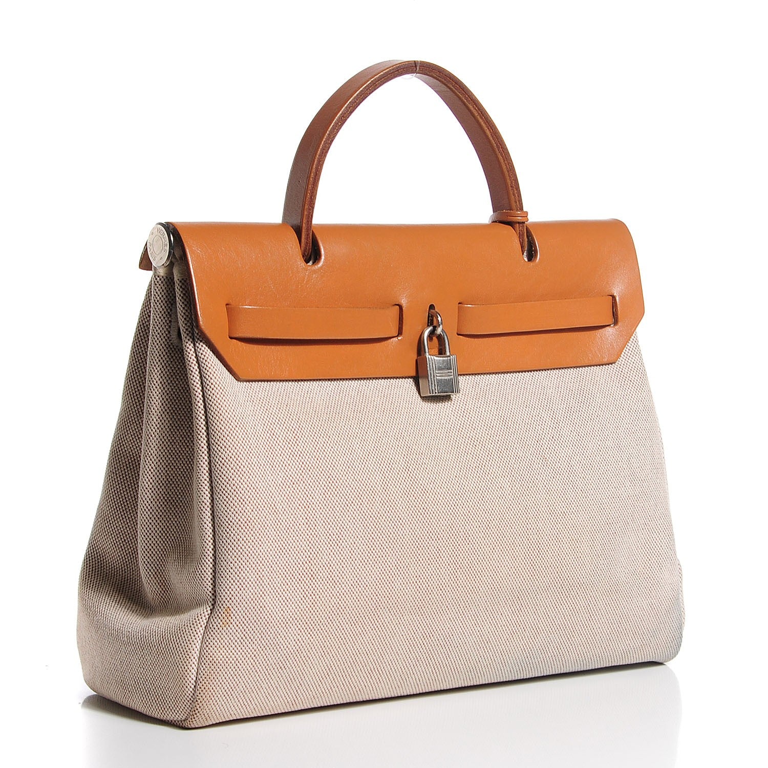 Hermes Toile Vache Calfskin Herbag PM 30 Natural 3 of 13