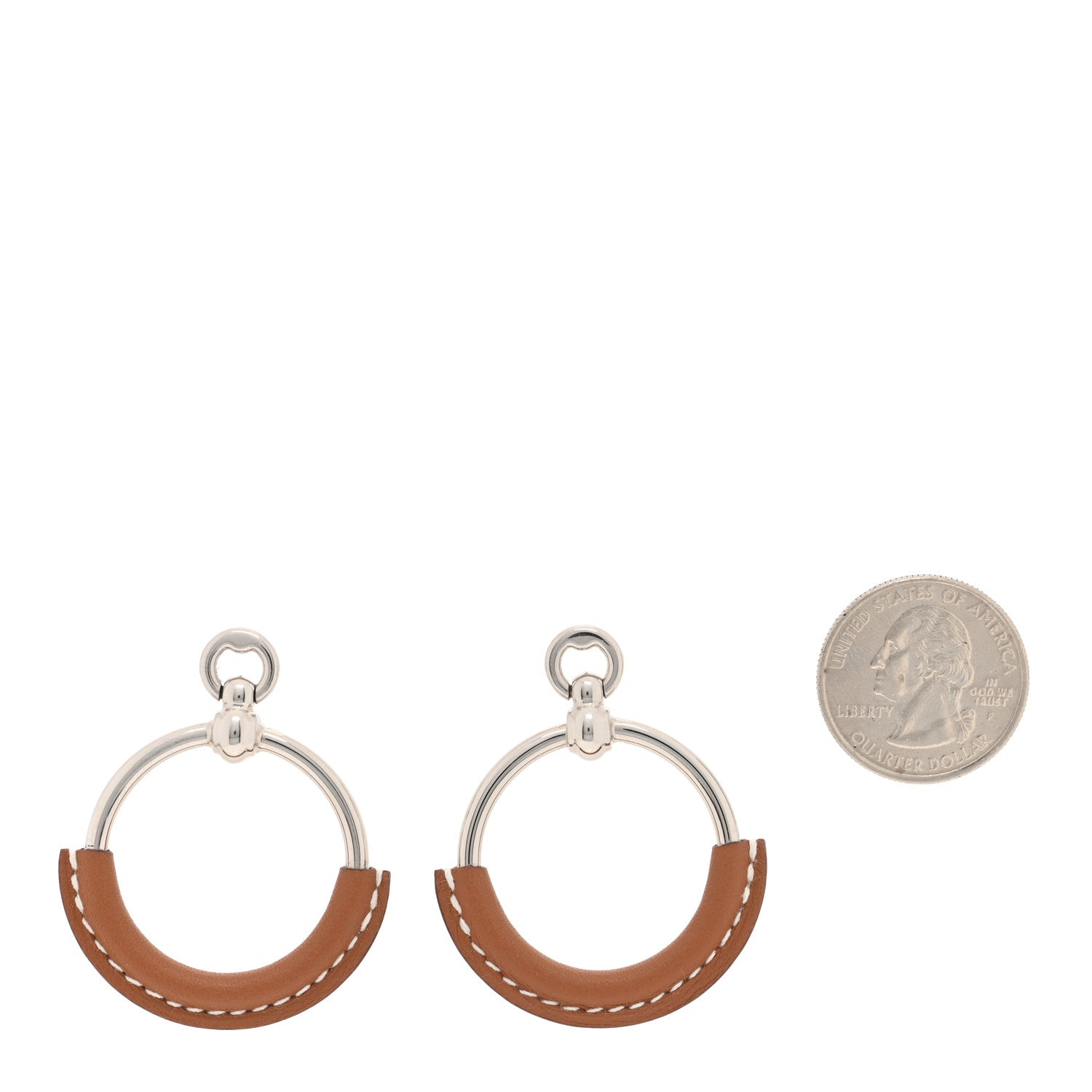 Hermes Barenia Loop Earrings Fauve 2 of 5