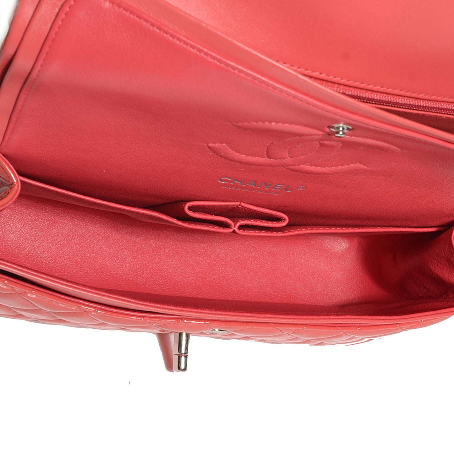 Patent Quilted Medium Double Flap Coral