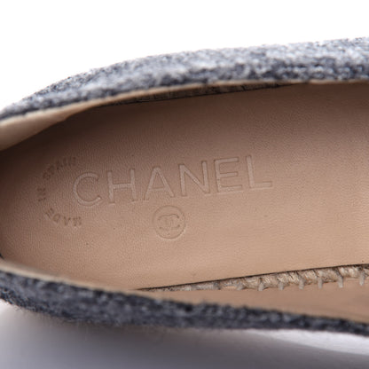 Chanel Tweed Velvet CC Espadrilles 41 Grey Black 8 of 12