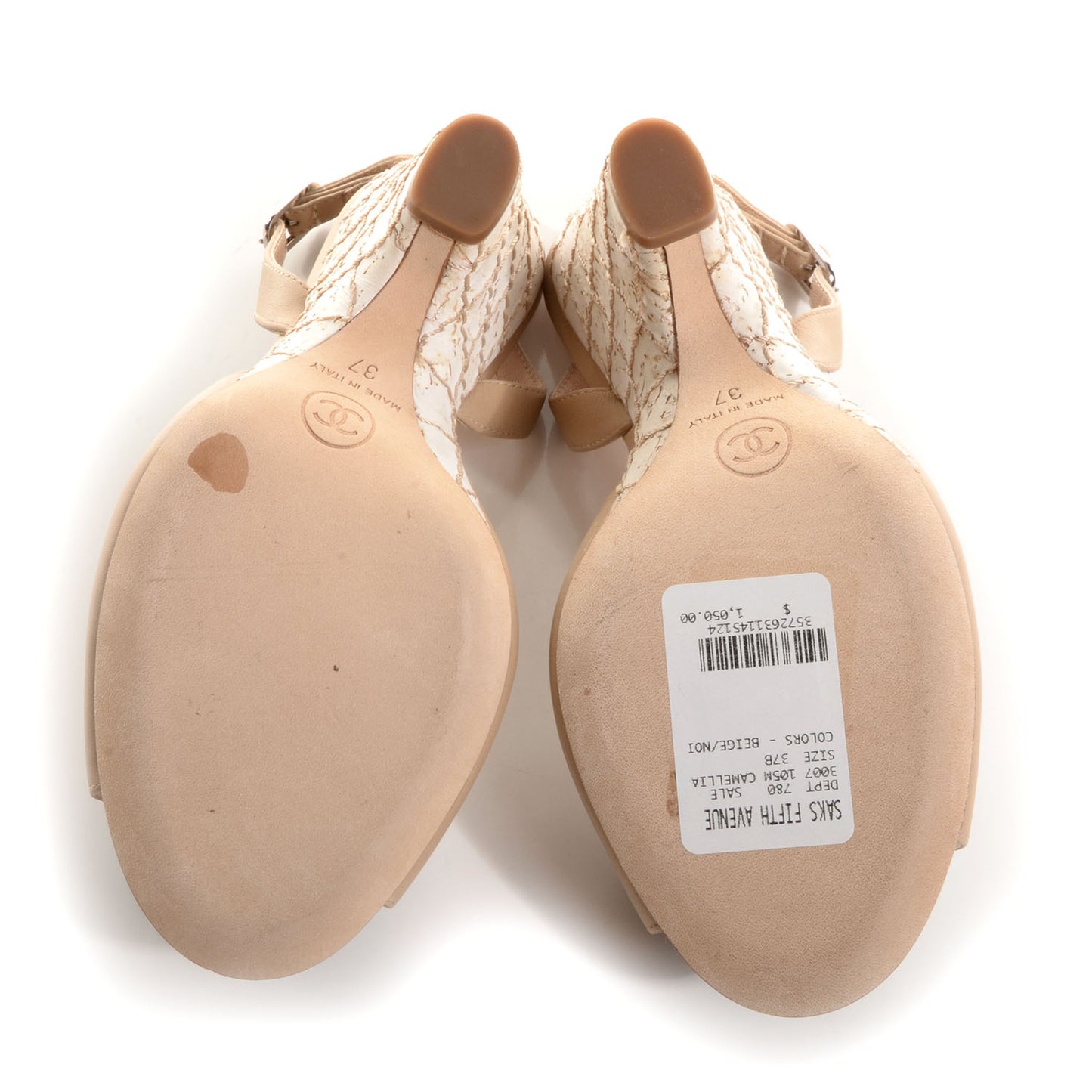 Lambskin Slingback Camellia Wedge Sandals Beige Black 37