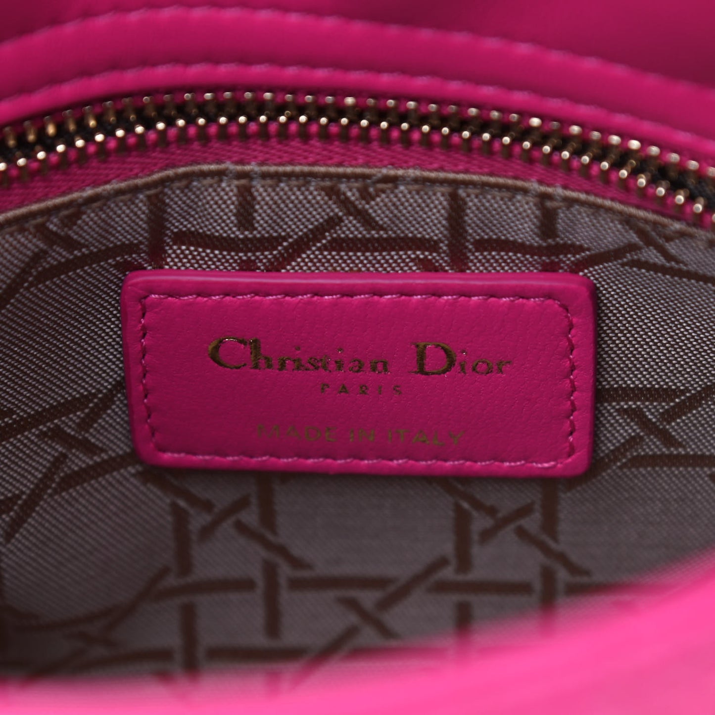 Lambskin Cannage Mini Lady Dior Fuchsia