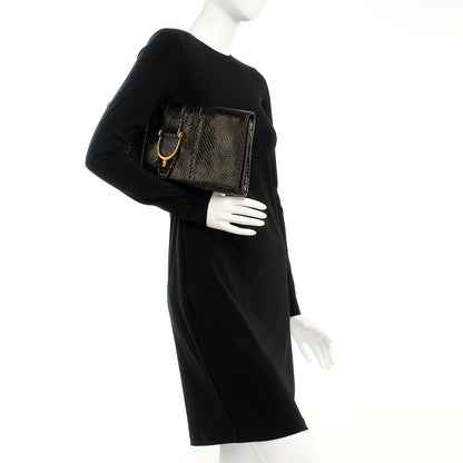 Gucci Metallic Python Soft Stirrup Clutch Brown 2 of 7
