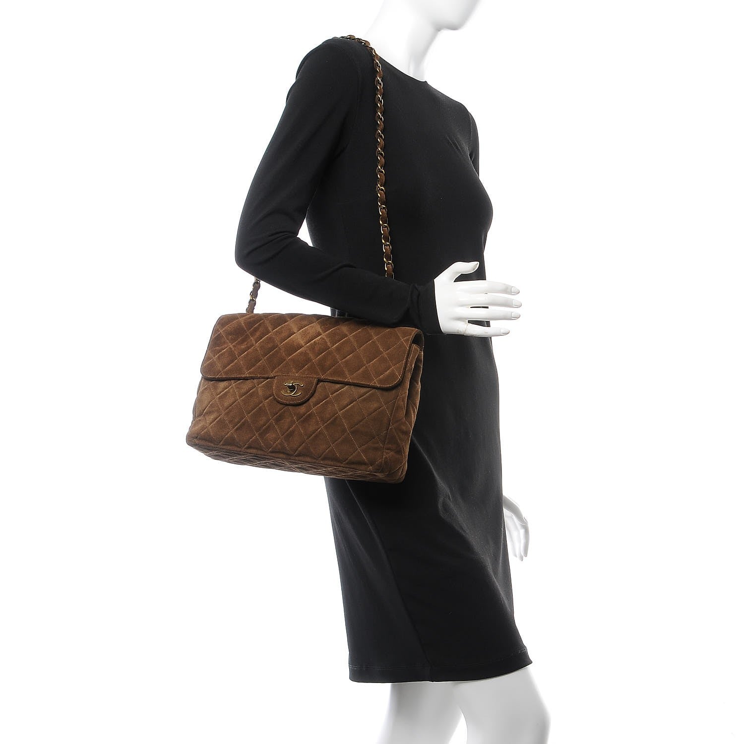 Chanel Suede Quilted Jumbo Single Flap Brown 2 of 9