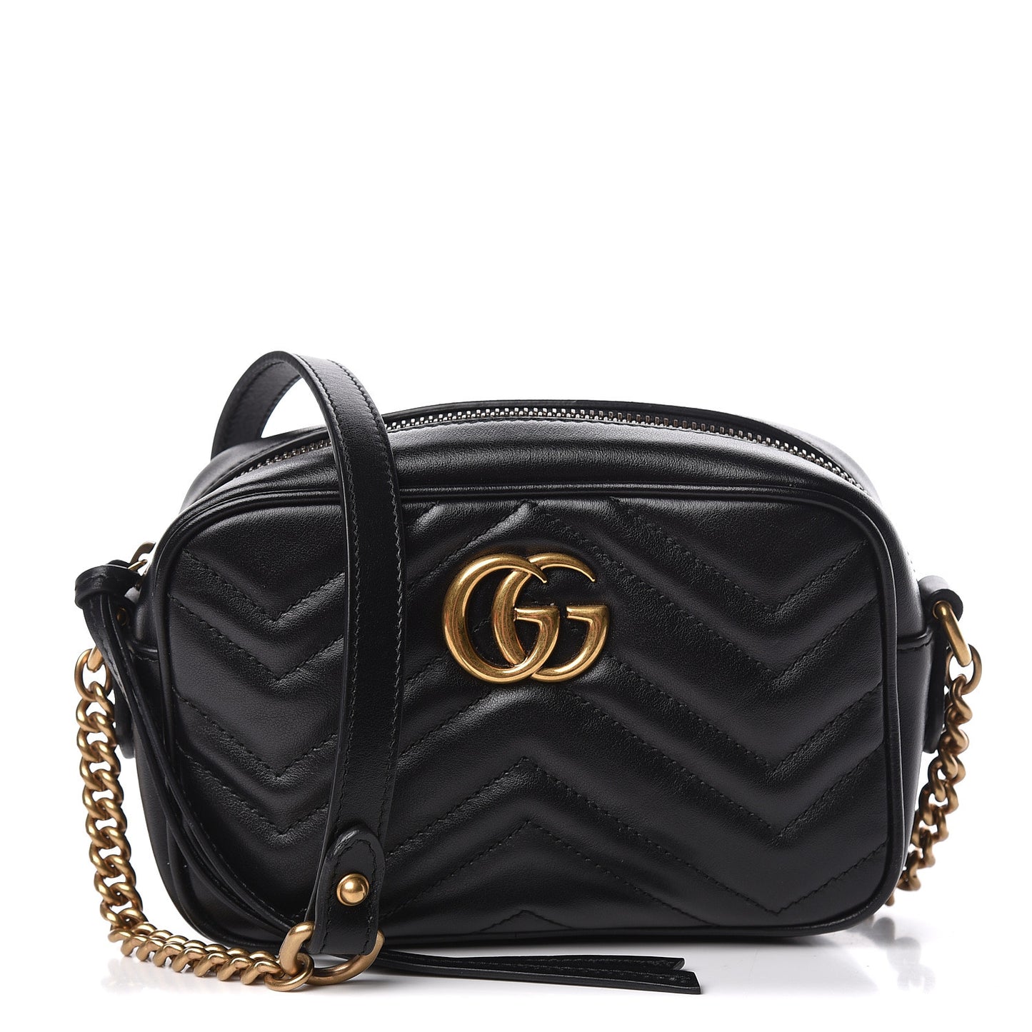 Calfskin Matelasse Mini GG Marmont Chain Shoulder Bag Black