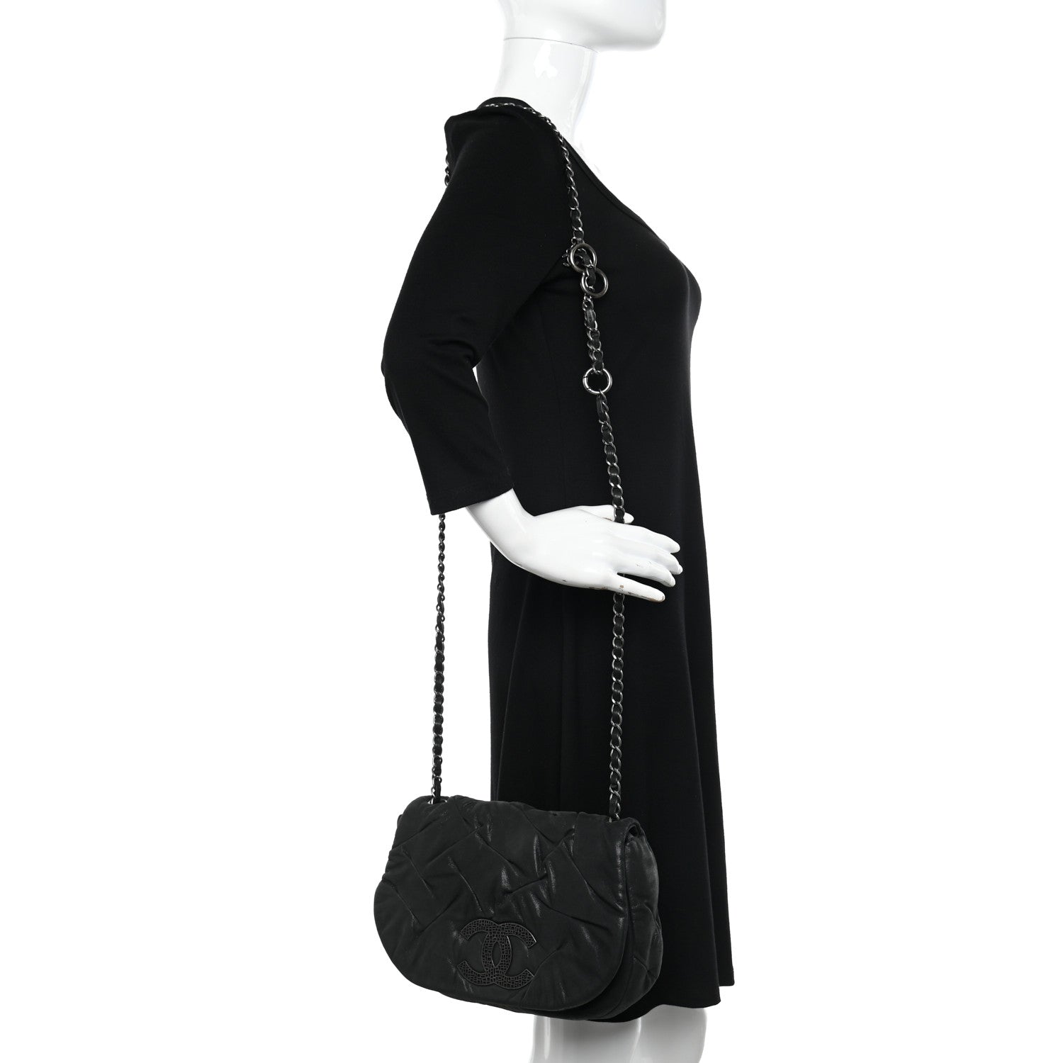 Chanel Iridescent Calfskin Glint Flap Black 2 of 11