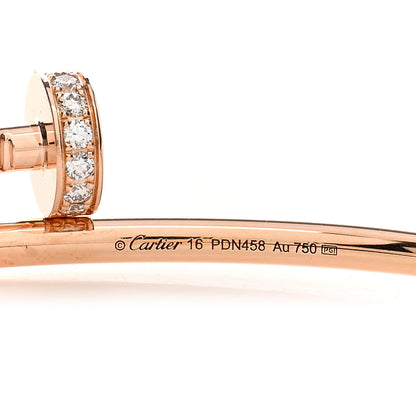 Cartier 18K Pink Gold Diamond Small Juste Un Clou Bracelet 16 3 of 4