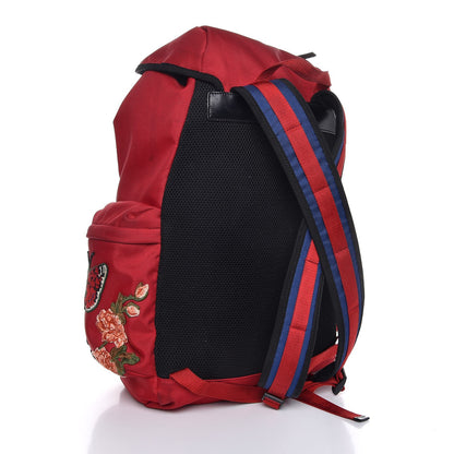 Gucci Nylon L'Aveugle Par Amour Embroidered Double Buckle Backpack Red 3 of 11