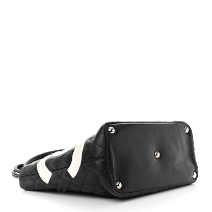 Chanel Calfskin Quilted Large Cambon Tote Black White 4 of 14