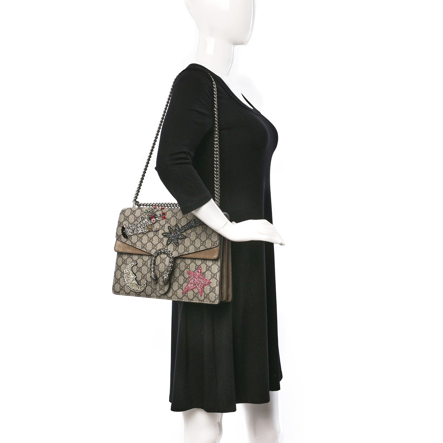 GG Supreme Monogram Shooting Star Embroidered Medium Dionysus Shoulder Bag Beige