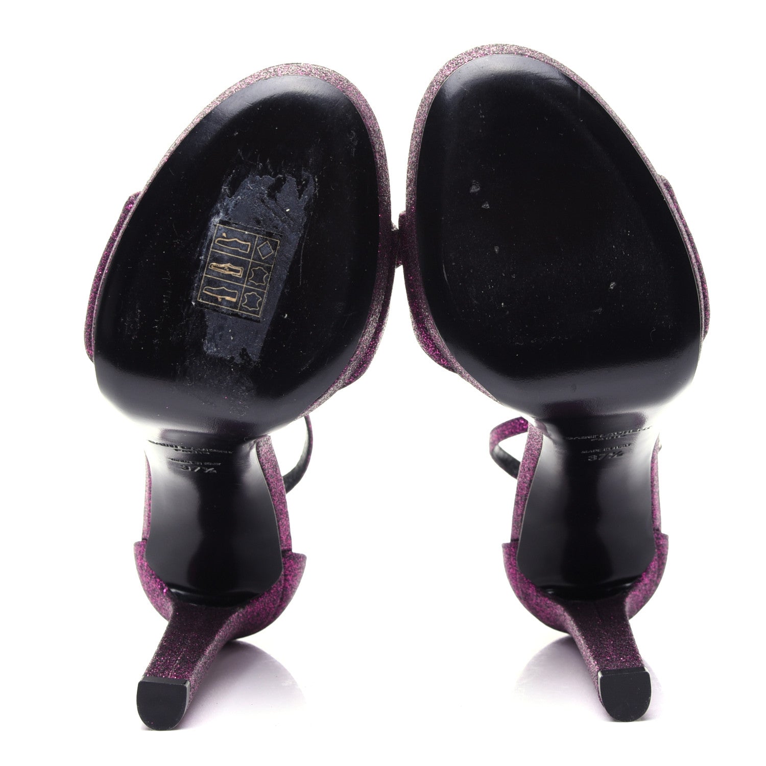 Saint Laurent Glitter Hall Platform Sandals 37.5 Purple 9 of 11