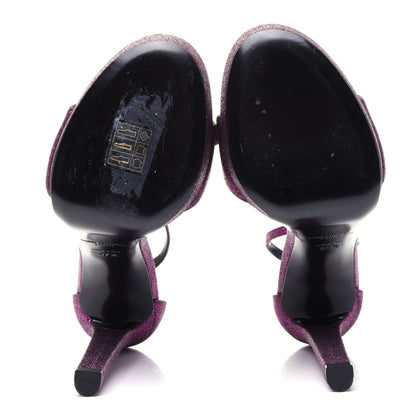 Saint Laurent Glitter Hall Platform Sandals 37.5 Purple 9 of 11
