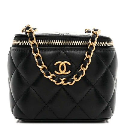 Chanel Lambskin Quilted Mini Pearl Crush Vanity Case With Chain Black 8 of 10